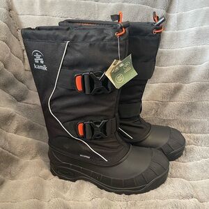 Kamik Black Winter Boots with Orange Accents